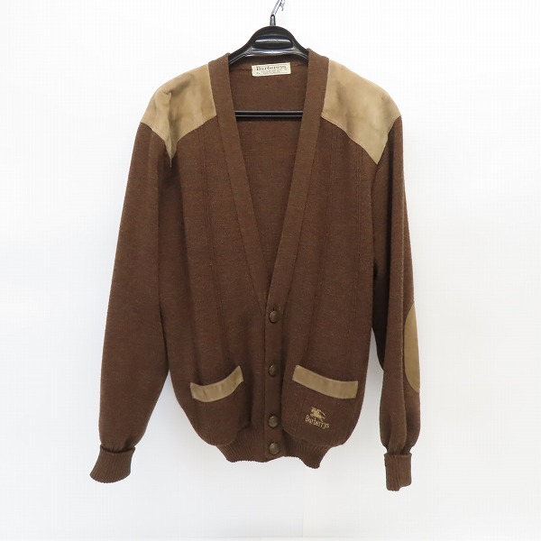 実際に弊社で買取させて頂いたBURBERRYS/バーバリーズ スエード レザー 切り替え エルボーパッチ ニット カーディガン/XL 