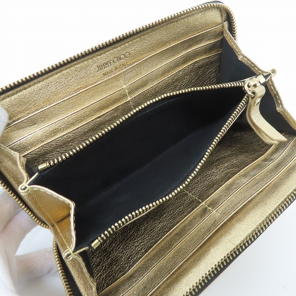 実際に弊社で買取させて頂いたJIMMY CHOO/ジミーチュウ スターキルティング ラウンドファスナー長財布の画像 3枚目