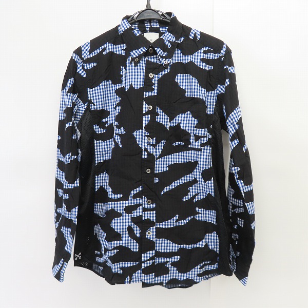 実際に弊社で買取させて頂いたuniform experiment/ユニフォーム エクスペリメント サイドメッシュ チェック/総柄 長袖シャツ UE-150078 /3