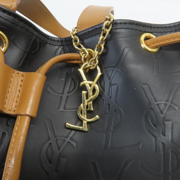 実際に弊社で買取させて頂いたYves Saint Laurent/イヴサンローラン モノグラム 巾着型 2WAY ショルダーバッグの画像 5枚目