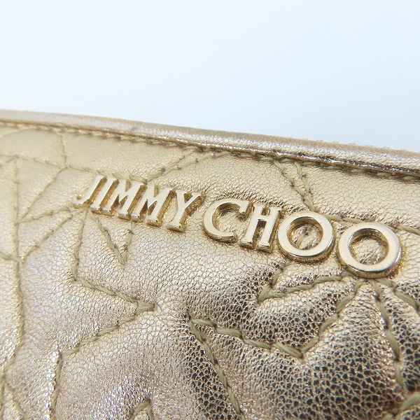 実際に弊社で買取させて頂いたJIMMY CHOO/ジミーチュウ スターキルティング ラウンドファスナー長財布の画像 6枚目