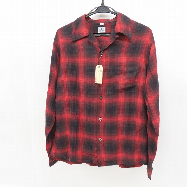 実際に弊社で買取させて頂いた【未使用】SUGAR CANE/シュガーケーン レーヨン オンブレチェックシャツ レッド SC28852/M