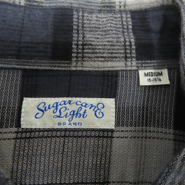 実際に弊社で買取させて頂いたSUGAR CANE/シュガーケーン 長袖ドビーチェック ワークシャツ  ブラック×グレー SC28163 /Mの画像 2枚目