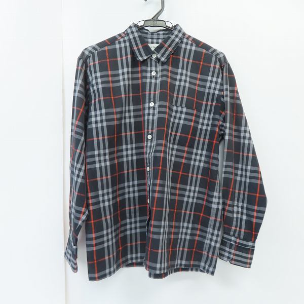 実際に弊社で買取させて頂いたBurberrys REGD/バーバリーズ ホース刺繍×チェック柄 長袖シャツ チャコール系/L