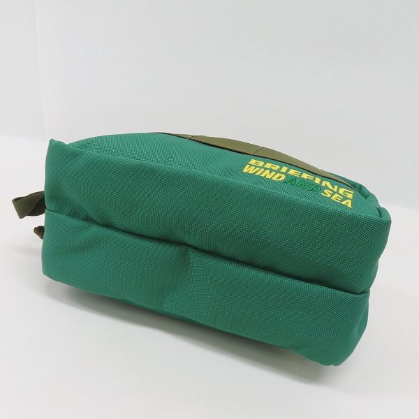 実際に弊社で買取させて頂いたWIND AND SEA×BRIEFING GOLF/ウィンダンシー×ブリーフィング ダブルジップポーチ/グリーンの画像 2枚目