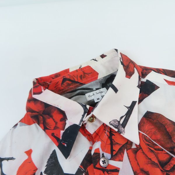 実際に弊社で買取させて頂いたPaul Smith/ポールスミス 薔薇 総柄 長袖 コットンシャツ/Mの画像 4枚目