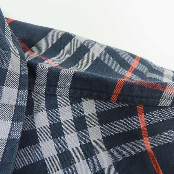実際に弊社で買取させて頂いたBurberrys REGD/バーバリーズ ホース刺繍×チェック柄 半袖シャツ ネイビー系 /Lの画像 7枚目