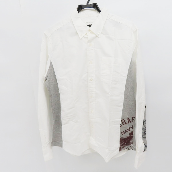 実際に弊社で買取させて頂いたuniform experiment/ユニフォームエクスペリメント whiteline RECONSTRUCTED SIDE PANEL B.D SHIRT UE-145020/3