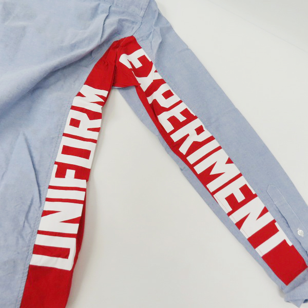 実際に弊社で買取させて頂いたuniform experiment/ユニフォームエクスペリメント SLEEVE BIG LOGO PANEL B.D SHIRT UE-156050/3の画像 5枚目