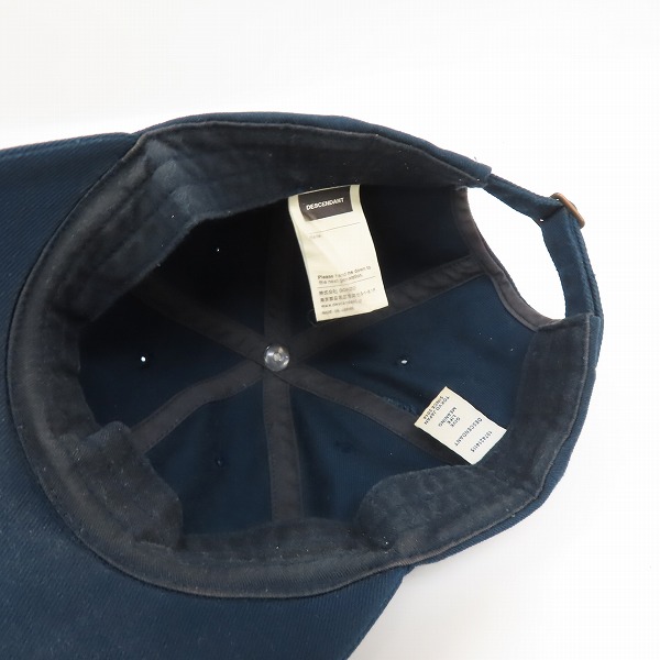 実際に弊社で買取させて頂いたDESCENDANT/ディセンダント cachalot 刺繍 キャップ/帽子 ブルー/Fの画像 4枚目