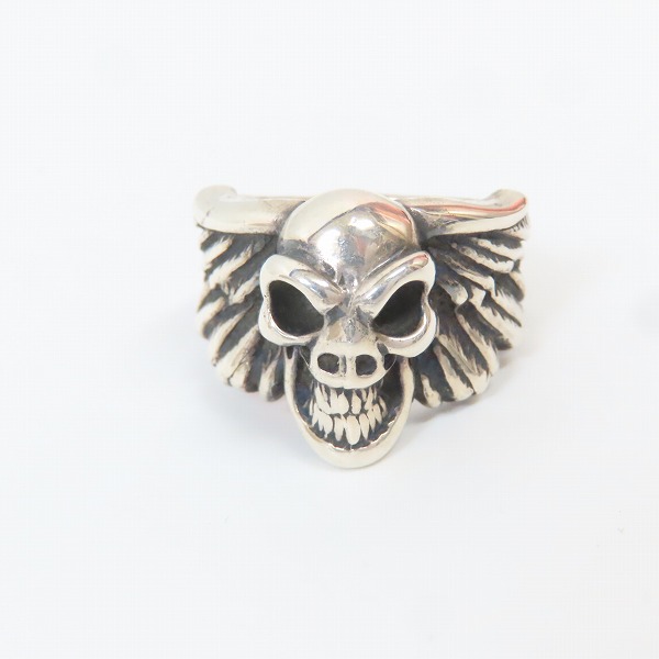 実際に弊社で買取させて頂いたBILL WALL LEATHER/ビルウォールレザー Wing w Good Luck Skull Ring/ウィング w グッドラックスカルリング/17-19号の画像 1枚目