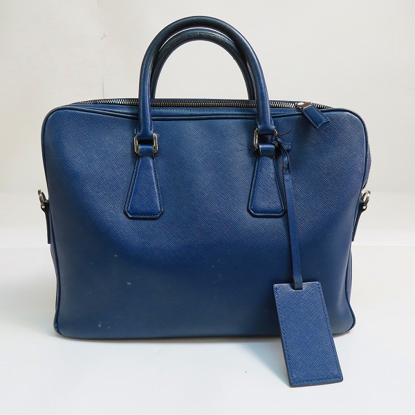 実際に弊社で買取させて頂いた【難有り】PRADA/プラダ サフィアーノ トライアングルロゴ ブリーフケースの画像 1枚目