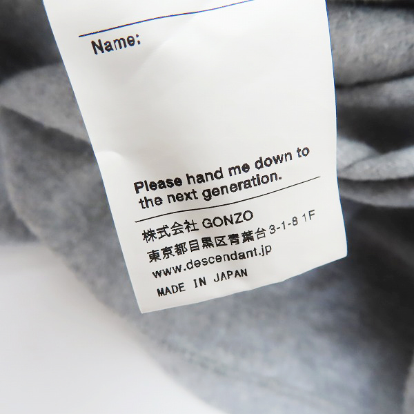 実際に弊社で買取させて頂いたDESCENDANT/ディセンダント ロゴ刺繍 Tシャツ グレー /3の画像 4枚目