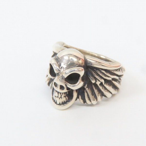 実際に弊社で買取させて頂いたBILL WALL LEATHER/ビルウォールレザー Wing w Good Luck Skull Ring/ウィング w グッドラックスカルリング/17-19号