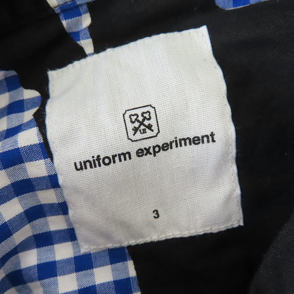 実際に弊社で買取させて頂いたuniform experiment/ユニフォーム エクスペリメント サイドメッシュ チェック/総柄 長袖シャツ UE-150078 /3の画像 2枚目