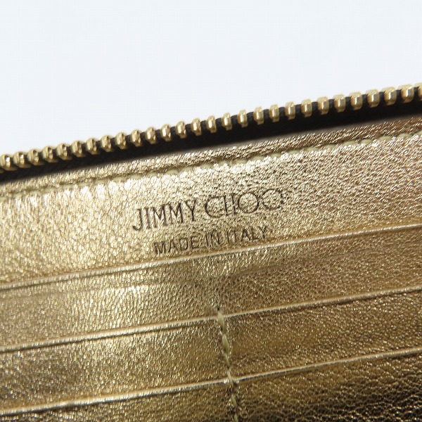 実際に弊社で買取させて頂いたJIMMY CHOO/ジミーチュウ スターキルティング ラウンドファスナー長財布の画像 4枚目