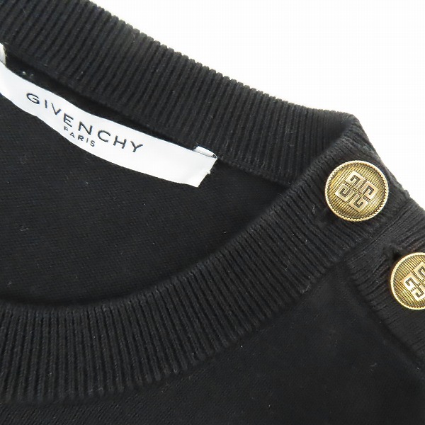 実際に弊社で買取させて頂いた【JPタグ】GIVENCHY/ジバンシィ 18AW ロゴ4ボタン コットンクルーネックニット BM9047403B/Sの画像 7枚目