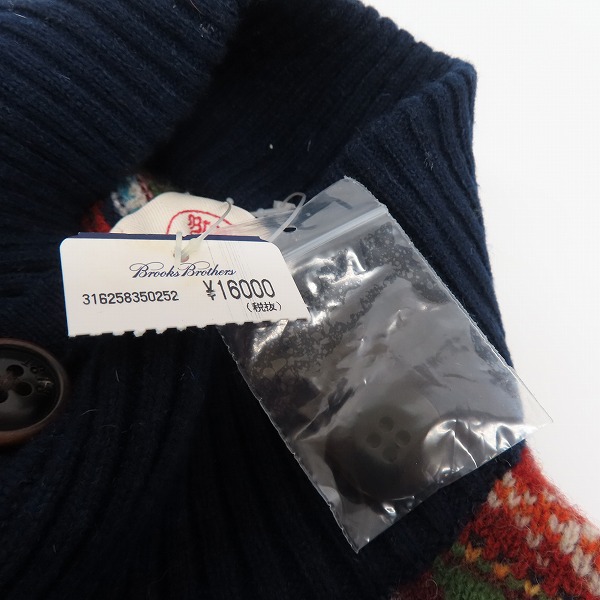 実際に弊社で買取させて頂いた【未使用】BROOKS BROTHERS Red Fleece/ブルックスブラザーズレッドフリース ハーフボタンニット 総柄/Sの画像 5枚目