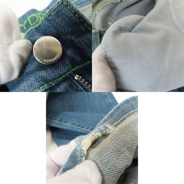 実際に弊社で買取させて頂いたHYDROGEN/ハイドロゲン グリーンステッチ デニムパンツ/30の画像 8枚目