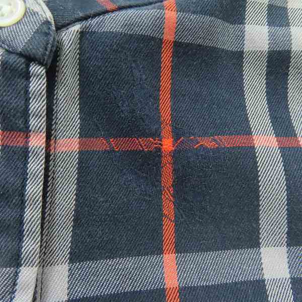 実際に弊社で買取させて頂いたBurberrys REGD/バーバリーズ ホース刺繍×チェック柄 半袖シャツ ネイビー系 /Lの画像 5枚目