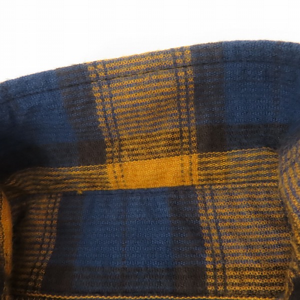 実際に弊社で買取させて頂いたSUGAR CANE/シュガーケーン 長袖ドビーチェック ワークシャツ  マスタード系×ネイビー SC28163/Mの画像 5枚目