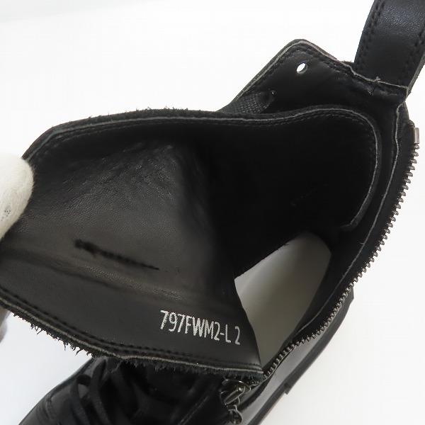 実際に弊社で買取させて頂いたJULIUS/ユリウス 22AW カウレザー レースアップスニーカー ブラック 797FWM2-L/2の画像 4枚目