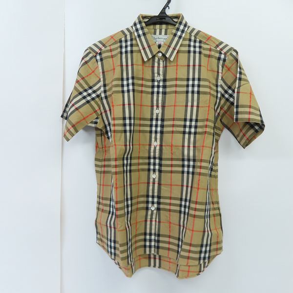 実際に弊社で買取させて頂いたBurberrys REGD/バーバリーズ ホース刺繍×チェック柄 半袖シャツ ベージュ系/L