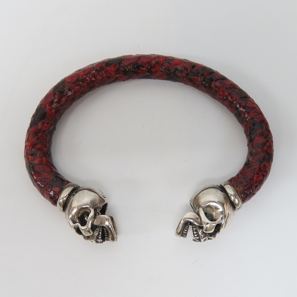 実際に弊社で買取させて頂いた【ギャラ付き】LEATHERS & TREASURES/レザーズアンドトレジャーズ スカル レザーバングルの画像 2枚目