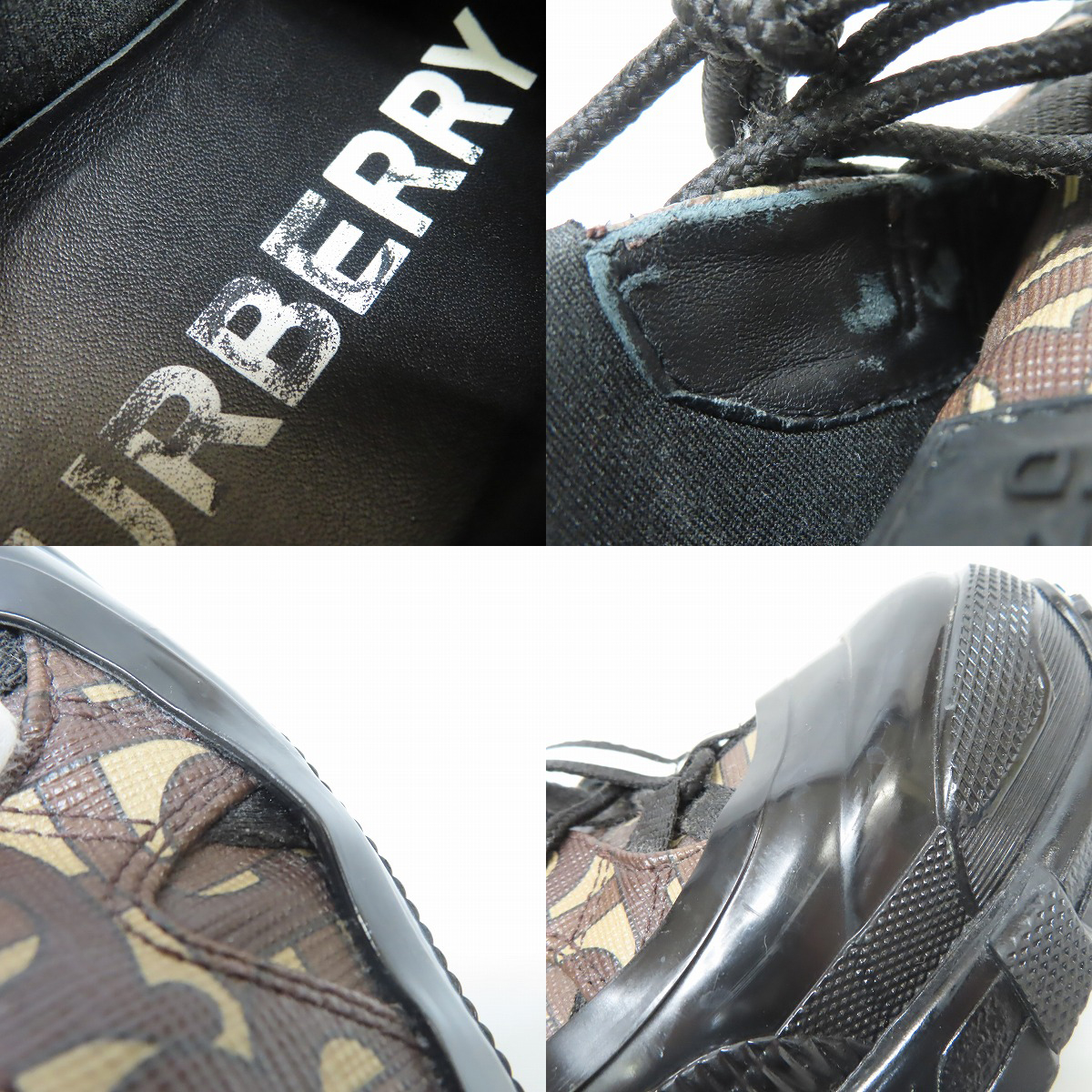 実際に弊社で買取させて頂いたBURBERRY/バーバリー 20SS モノグラムプリント Eキャンバス アーサースニーカー 8021778/40の画像 6枚目