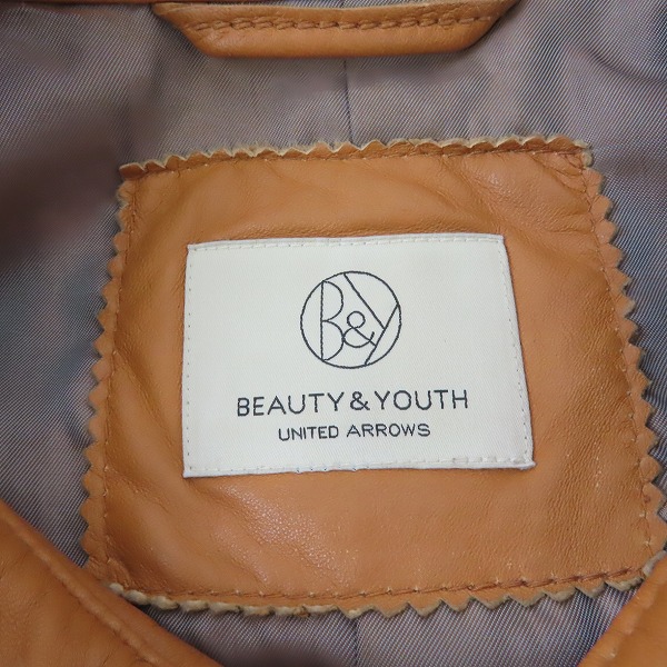 実際に弊社で買取させて頂いたUNITED ARROWS/ユナイテッドアローズ 羊革シングルライダースジャケット /Lの画像 2枚目