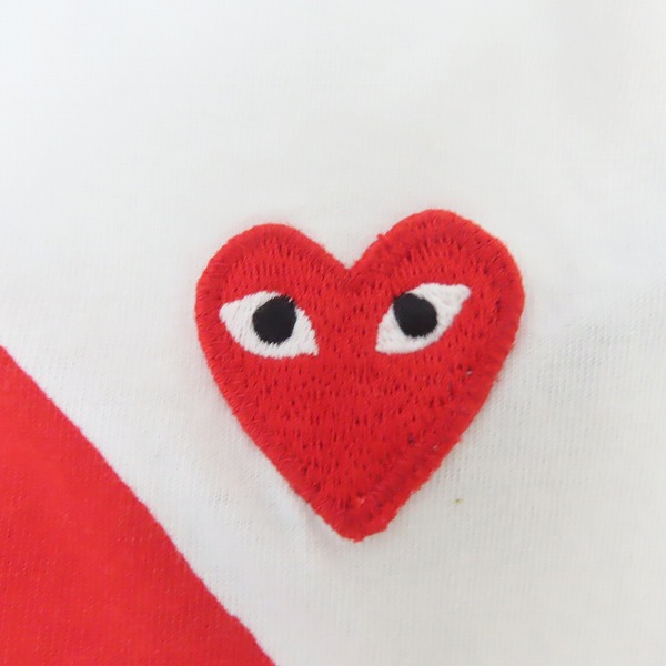 実際に弊社で買取させて頂いたPLAY COMME des GARCONS/プレイ コムデギャルソン 逆赤ハート/青ドットハート/ワンポイント 刺繍 半袖Tシャツ AZ-T240/Mの画像 4枚目