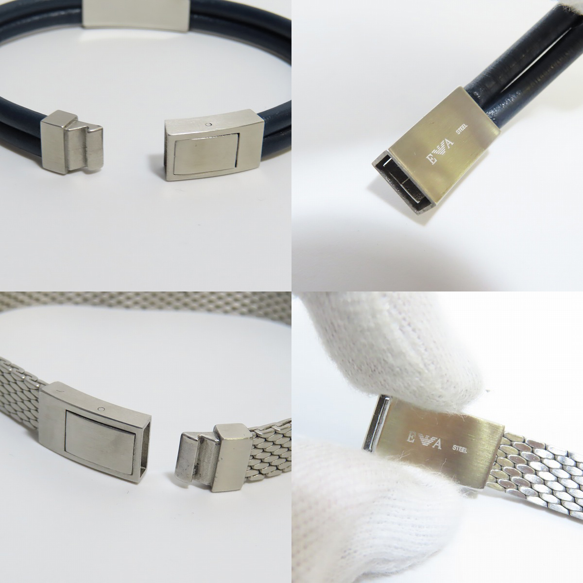 実際に弊社で買取させて頂いたEMPORIO ARMANI/エンポリオアルマーニ ドローコード/チェーン ブレスレット 2点セットの画像 6枚目