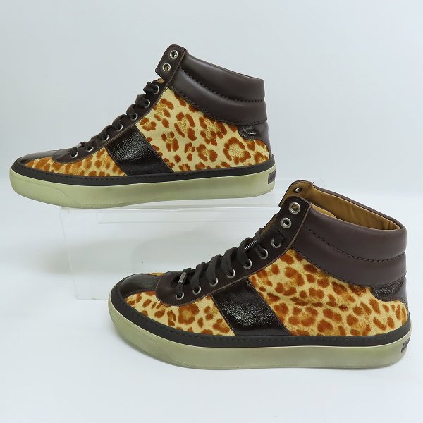 実際に弊社で買取させて頂いたJIMMY CHOO/ジミーチュウ レオパード柄 ハイカットスニーカー 43の画像 3枚目