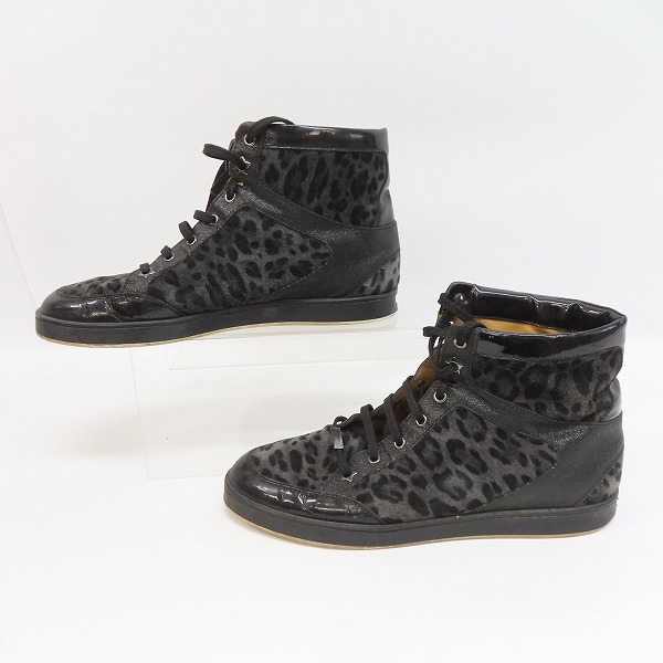 実際に弊社で買取させて頂いたJIMMY CHOO/ジミーチュウ レオパード柄 ハイカットスニーカー/40.5の画像 3枚目