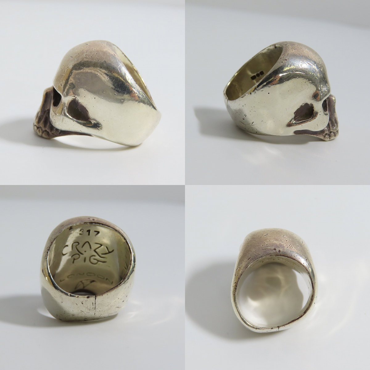 実際に弊社で買取させて頂いた【ギャラ付き】CRAZY PIG/クレイジーピッグ 365個限定 キース スカルリング 12.5-14.5号の画像 2枚目