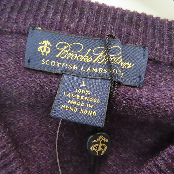 実際に弊社で買取させて頂いた【未使用】Brooks Brothers/ブルックスブラザーズ ウール Vネック アーガイルニット Lの画像 2枚目