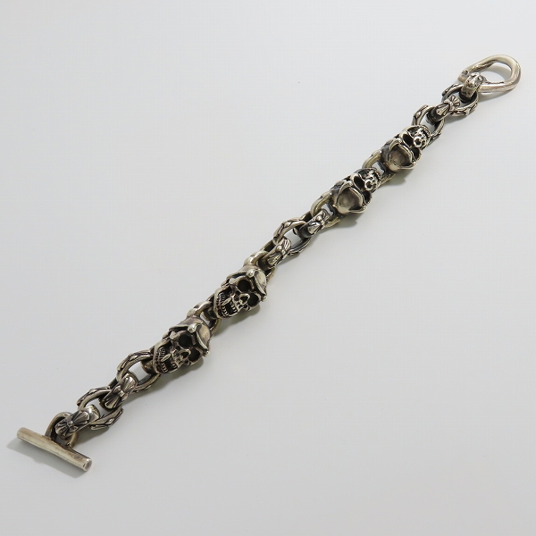 実際に弊社で買取させて頂いたBILL WALL LEATHER/ビルウォールレザー ヘルメットスカル イモータルクロスリンク ブレスレット の画像 3枚目