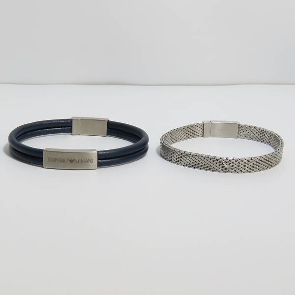 実際に弊社で買取させて頂いたEMPORIO ARMANI/エンポリオアルマーニ ドローコード/チェーン ブレスレット 2点セット