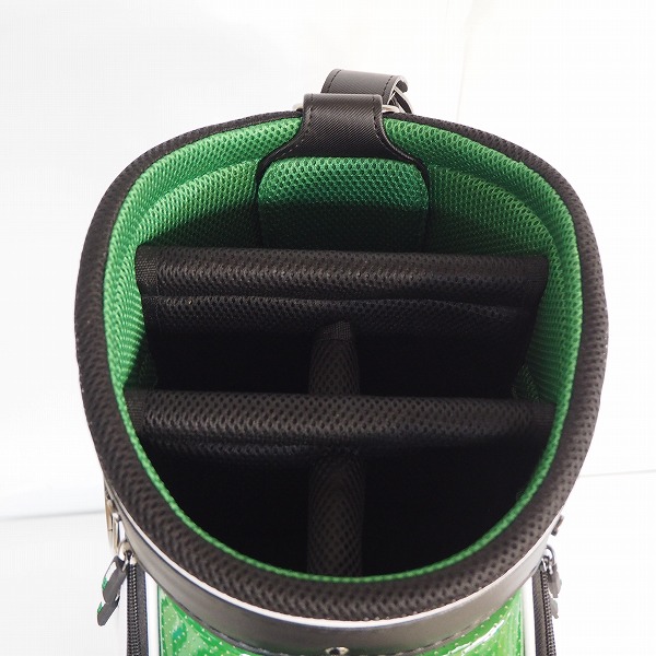 実際に弊社で買取させて頂いたBEAMS GOLF/ビームスゴルフ 81-61-0021-833 9型 5分割ツアー プロ キャディバッグ ホワイトｘブラックｘグリーンの画像 3枚目