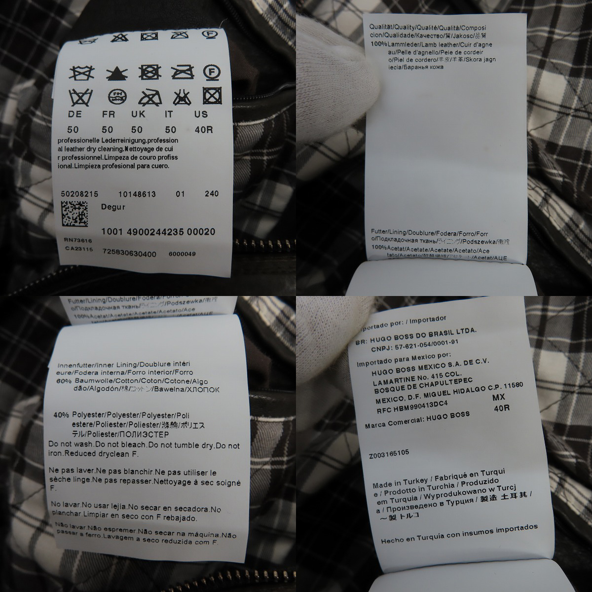実際に弊社で買取させて頂いたHUGO BOSS/ヒューゴボス ラムレザー ジャケット 40Rの画像 3枚目