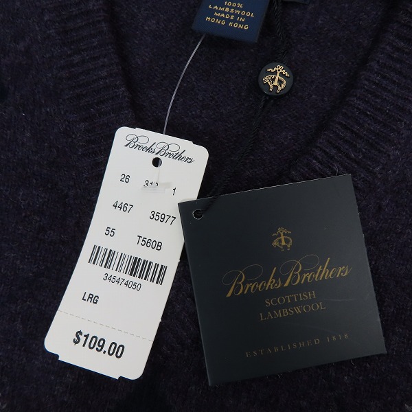 実際に弊社で買取させて頂いた【未使用】Brooks Brothers/ブルックスブラザーズ ウール Vネック アーガイルニット Lの画像 4枚目