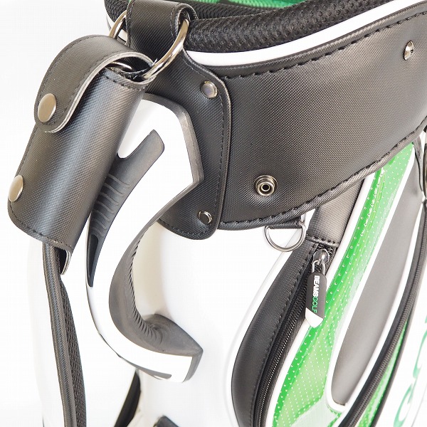 実際に弊社で買取させて頂いたBEAMS GOLF/ビームスゴルフ 81-61-0021-833 9型 5分割ツアー プロ キャディバッグ ホワイトｘブラックｘグリーンの画像 4枚目