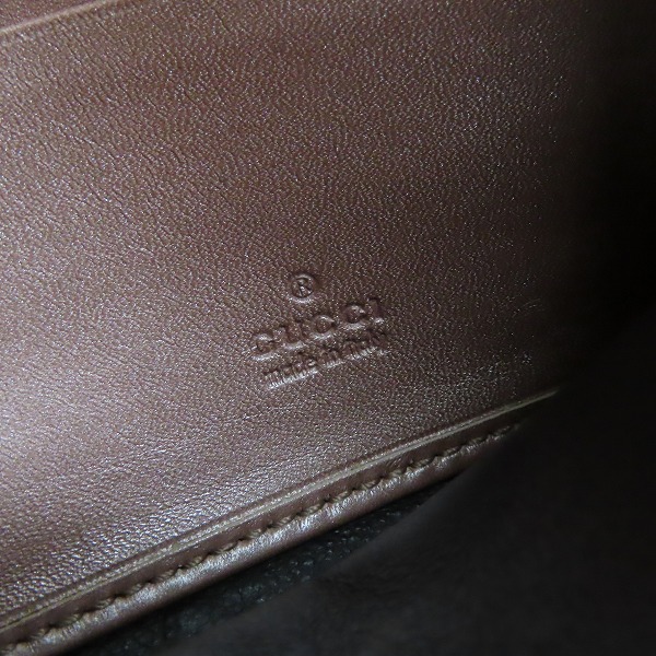 GUCCIグッチ マイクロ シマ エナメル 二つ折り 財布 ダブルホック 黒