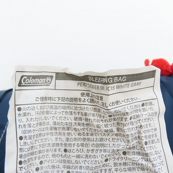 実際に弊社で買取させて頂いたColeman/コールマン パフォーマー3/C15 封筒型 シュラフ/寝袋 2000034776の画像 4枚目