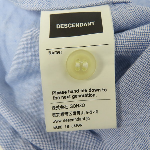 実際に弊社で買取させて頂いたDESCENDANT/ディセンダント 長袖 ボタンシャツ 胸刺繍 /1の画像 5枚目