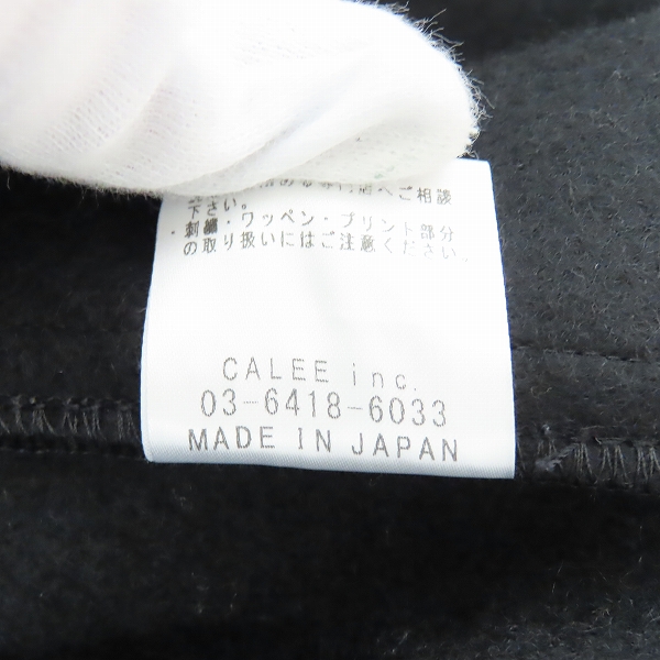 実際に弊社で買取させて頂いたCALEE/キャリー ジップアップメルトンジャケット ブラック/Lの画像 4枚目