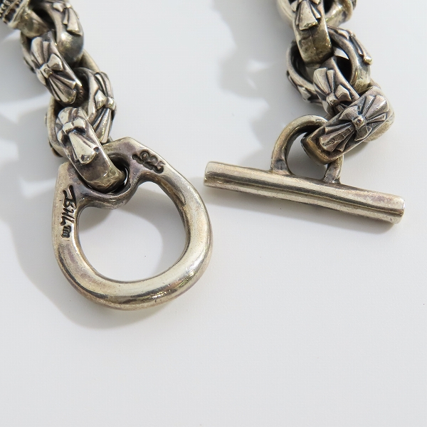 実際に弊社で買取させて頂いたBILL WALL LEATHER/ビルウォールレザー ヘルメットスカル イモータルクロスリンク ブレスレット の画像 4枚目