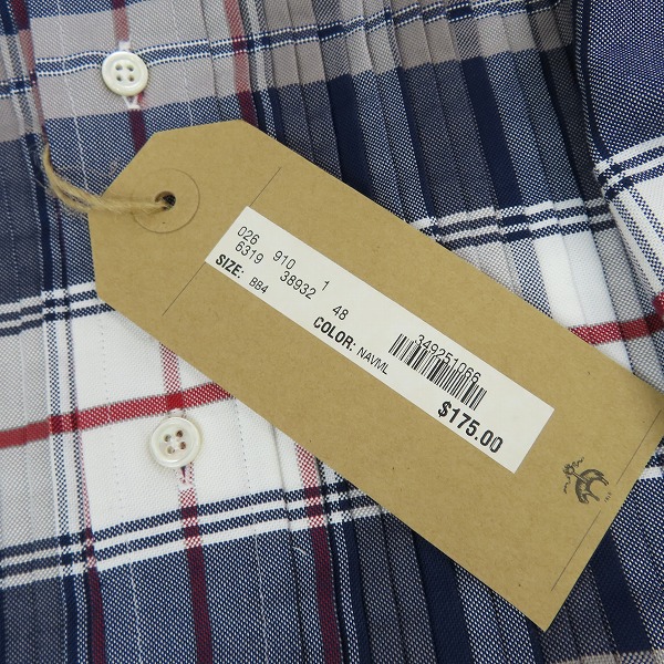 実際に弊社で買取させて頂いた【未使用】BLACK FLEECE by Brooks Brothers/ブラックフリース ブルックスブラザーズ チェック柄 プリーツ シャツ BB4 の画像 6枚目