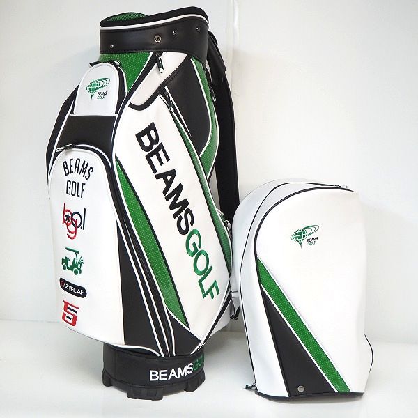 BEAMS GOLF キャディバッグ ホワイト・グリーン 5分割