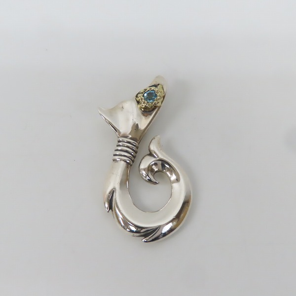 実際に弊社で買取させて頂いた【ギャラ付】BILL WALL LEATHER/ビルウォールレザー Whale’s Tail Fish Hook ホエールテイル フィッシュフック ブルートパーズの画像 1枚目